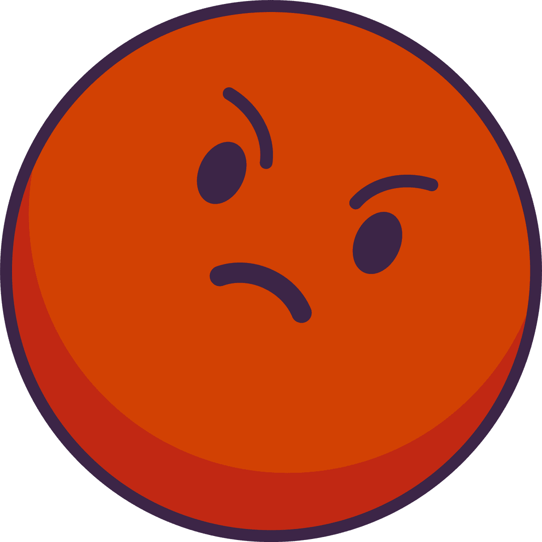 Expressive Frowning Emoticon on Transparent Background