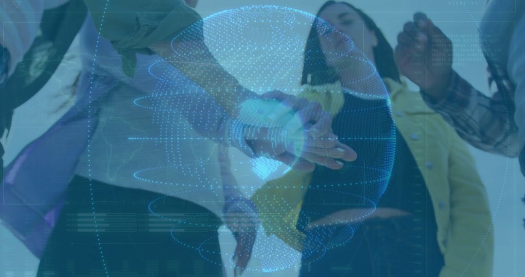 Diverse Businesswomen Collaborating with Futuristic Data Overlay