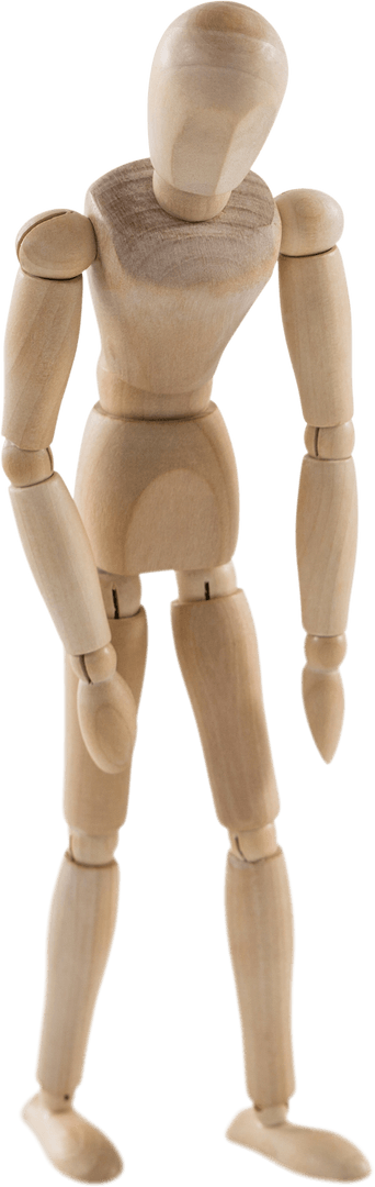Transparent Wooden Mannequin Figure Expressing Fatigue