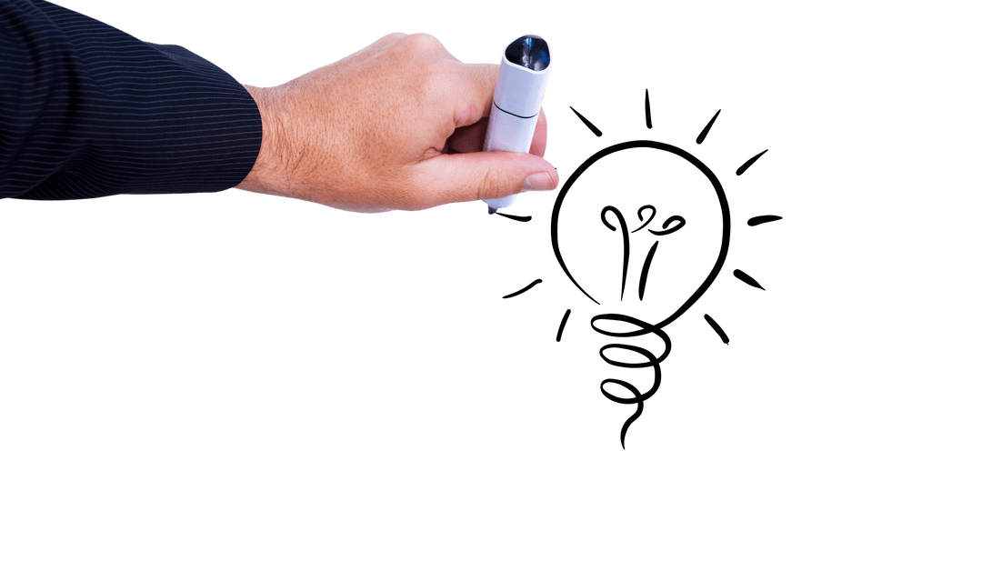 Transparent Conceptual Hand Drawing Creative Light Bulb