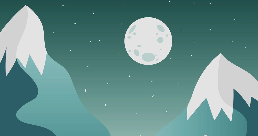 Santa Sled Under Moon in Winter Mountain