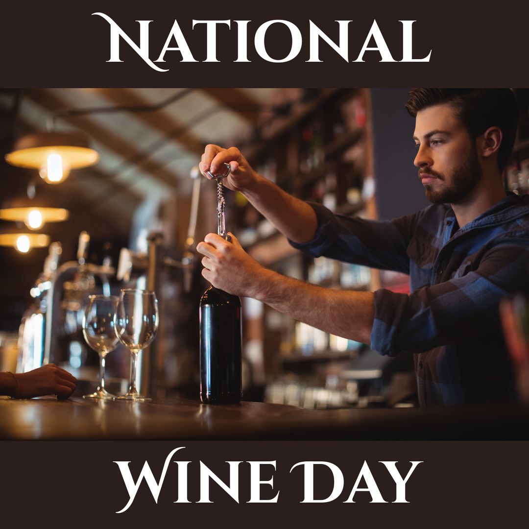 National Wine Day Hooked with Bartender and Bottle in Cozy Bar
