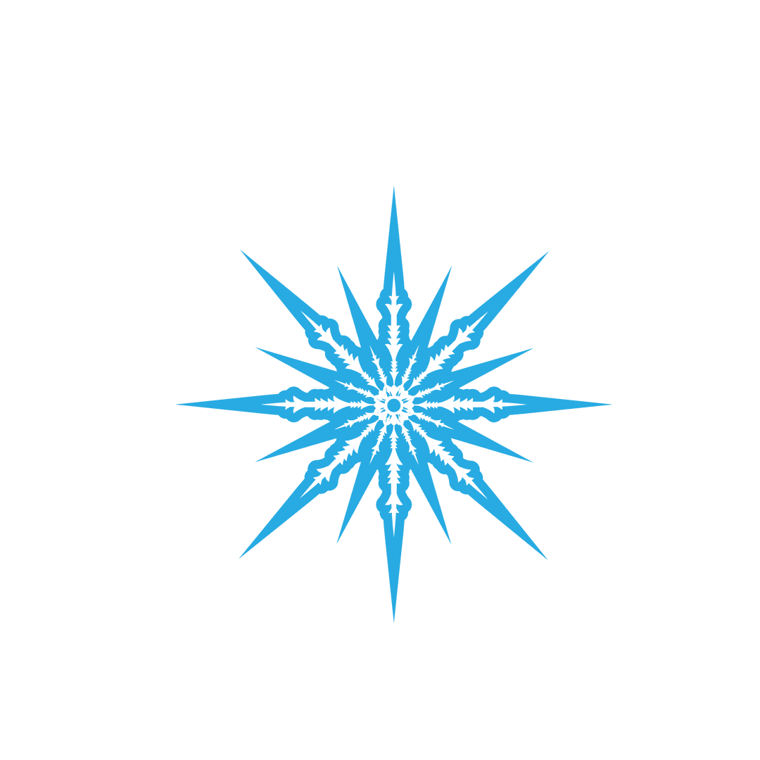 Blue Transparent Snowflake with Sharp Geometric Design
