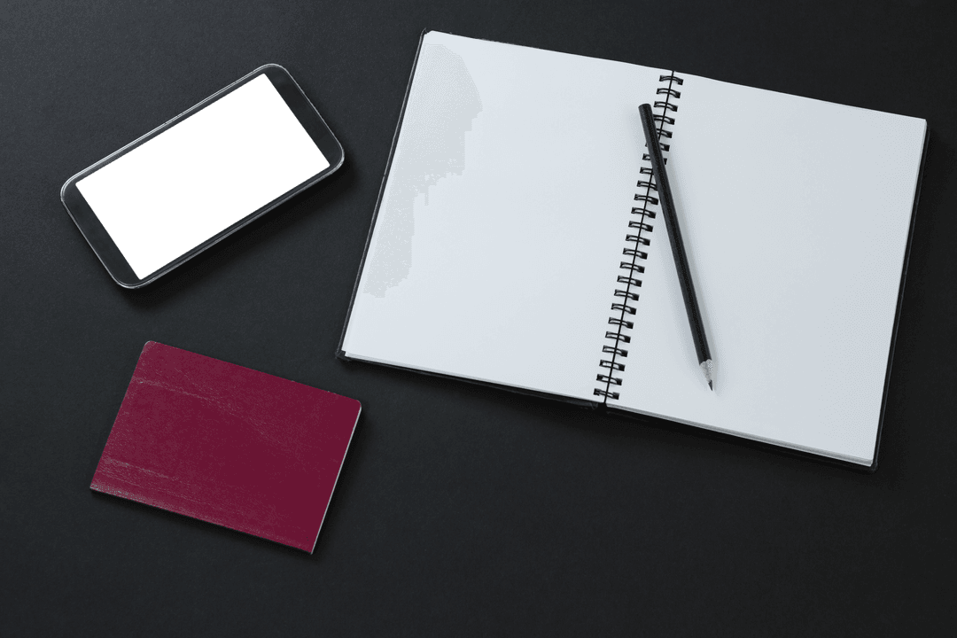 Traveler's Transparent Desk Essentials with Passport and Organizer