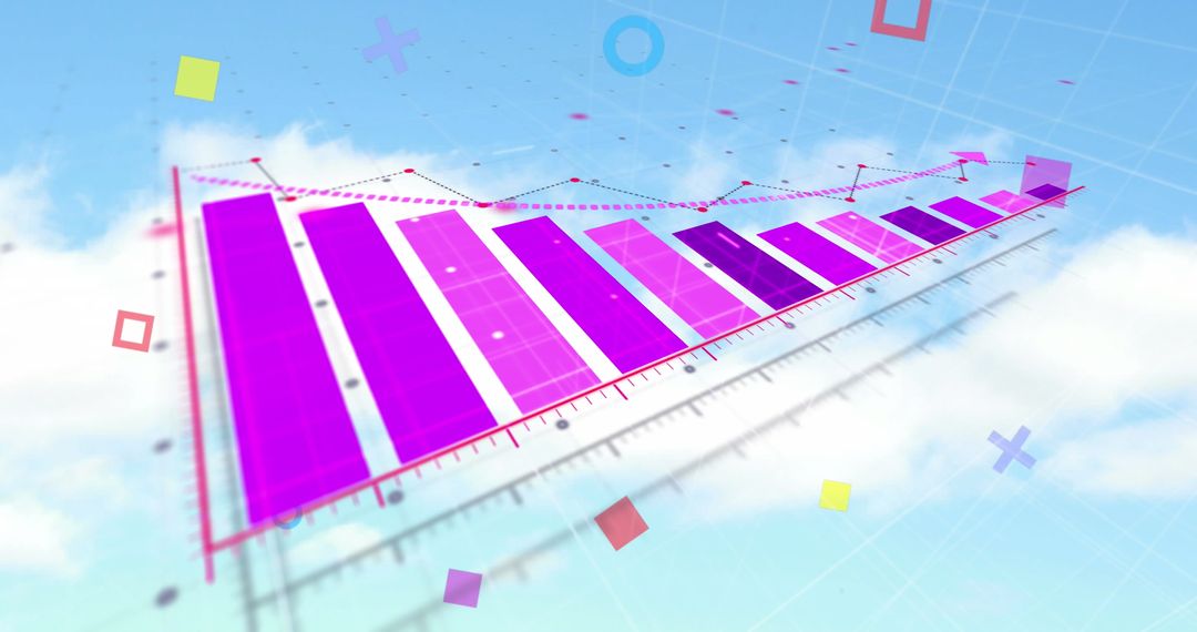 Abstract Graph Rising Over Clouds Showing Growth and Progress