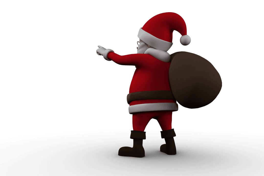 Transparent Santa Claus with Sack Digital PNG Illustration