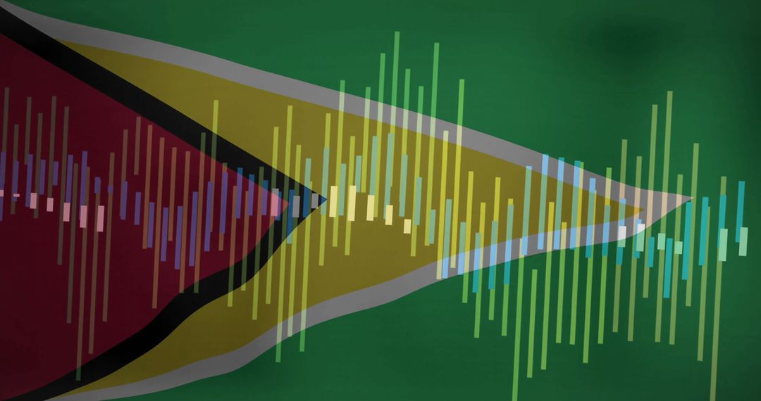 Abstract Guyana Flag with Vivid Digital Equalizer