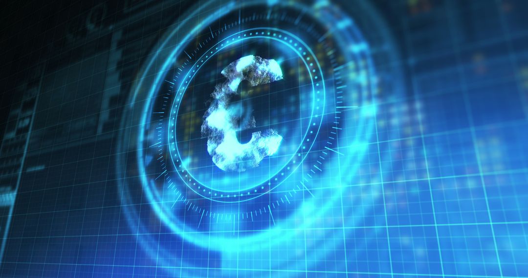 Rotating Euro Symbol in Digital Space