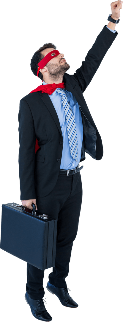 Confident Businessman with Cape and Briefcase Transparent PNG