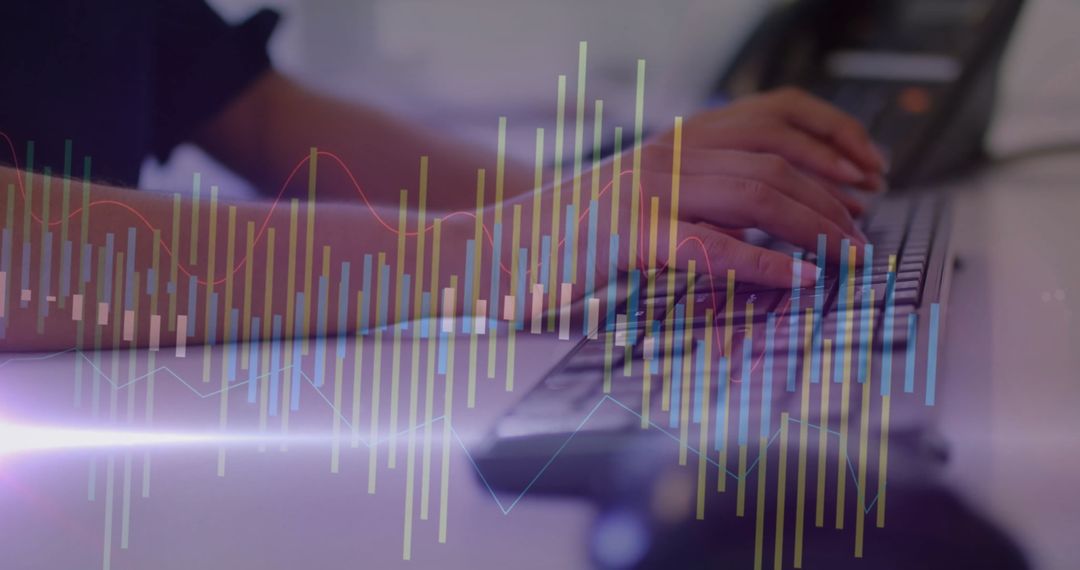 Financial Data Analysis with Hands Typing on Keyboard
