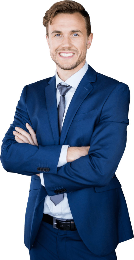 Confident Young Businessman Smiling Transparency