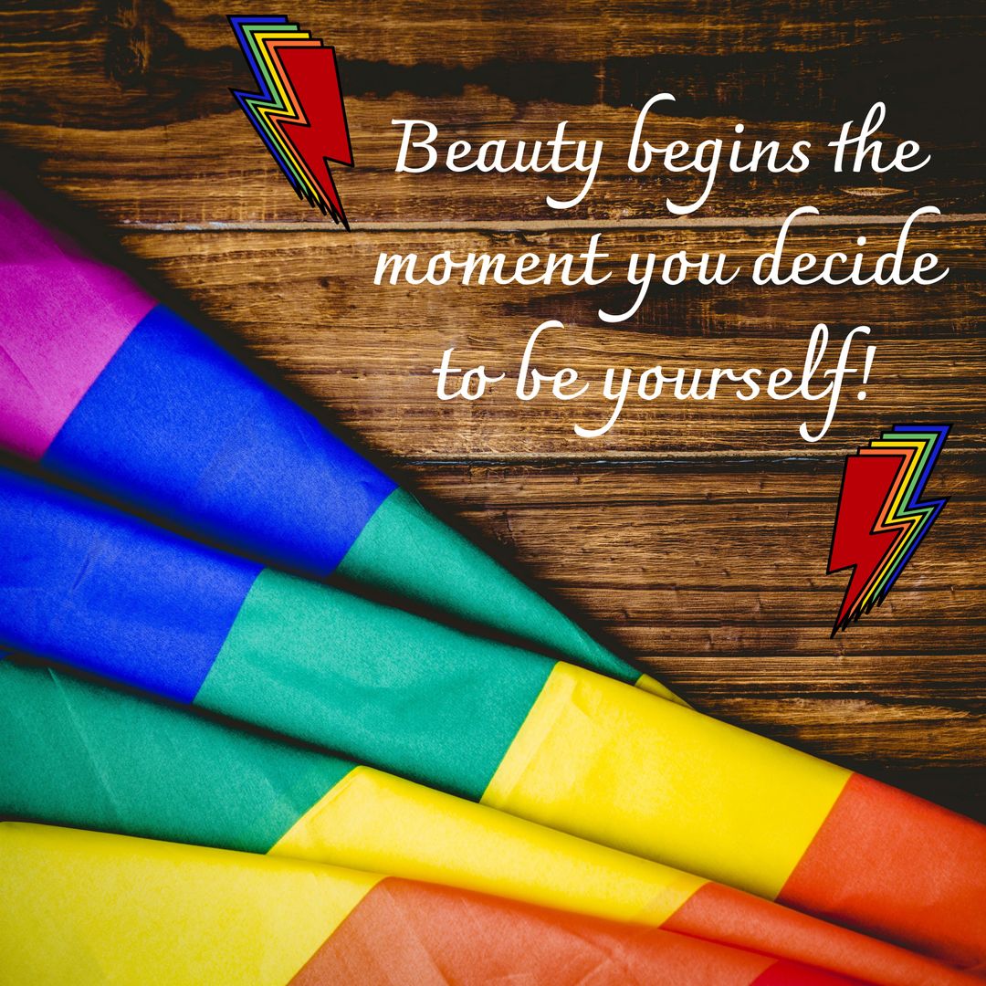 Inspirational Quote on Rainbow Background Celebrating Individuality