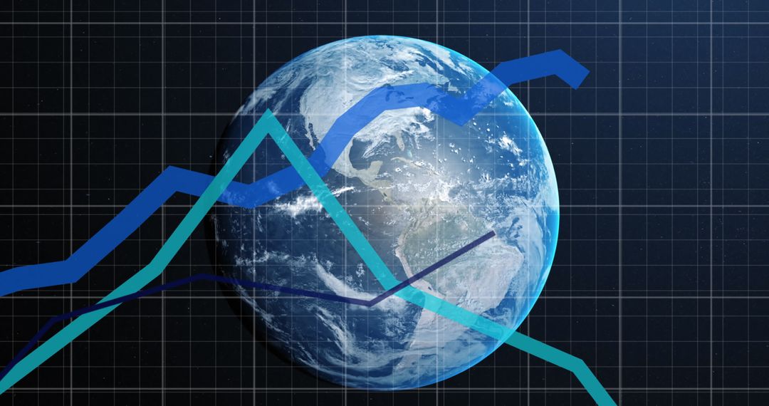 Global Data Trends with Graphs and Earth in Background