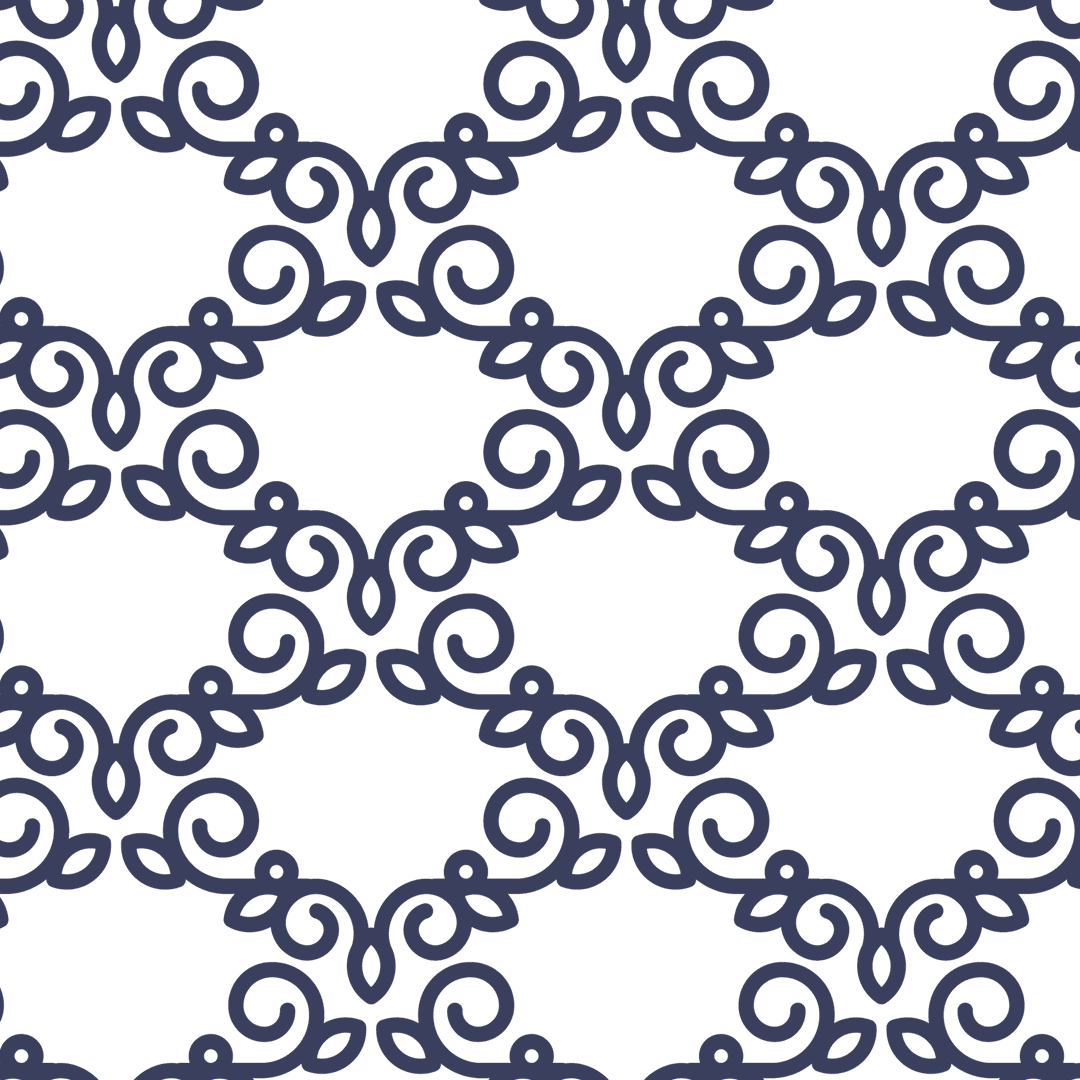 Seamless Black Ornamental Pattern on Transparent Background