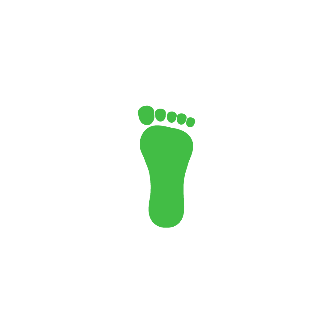 Green Footprint Symbol on Transparent Background Designates Carbon Neutral Concept