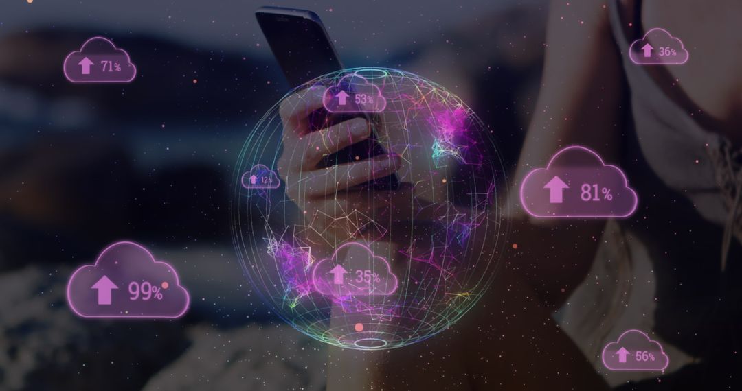 Digital Connectivity Concept with Cloud Technology and Smartphone