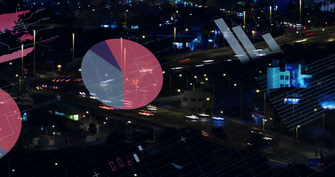 Digital Infographic and City Traffic with Moving Vehicles