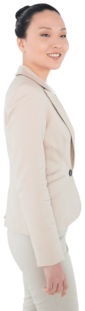 Confident Asian Businesswoman Smiling on Transparent Background Isolated