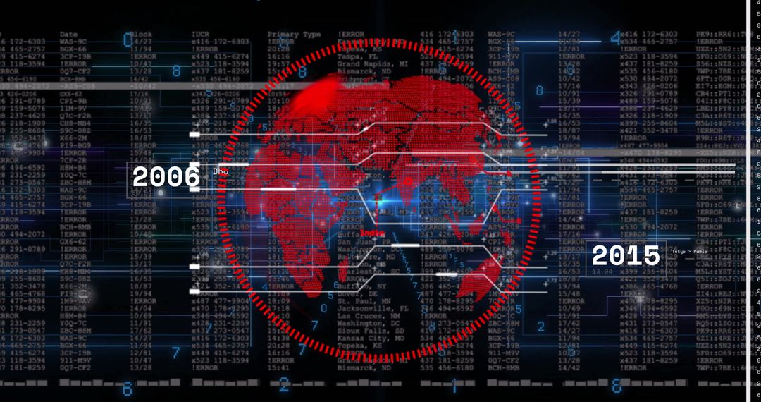 Futuristic Data Overlay with Digital World Map Interface