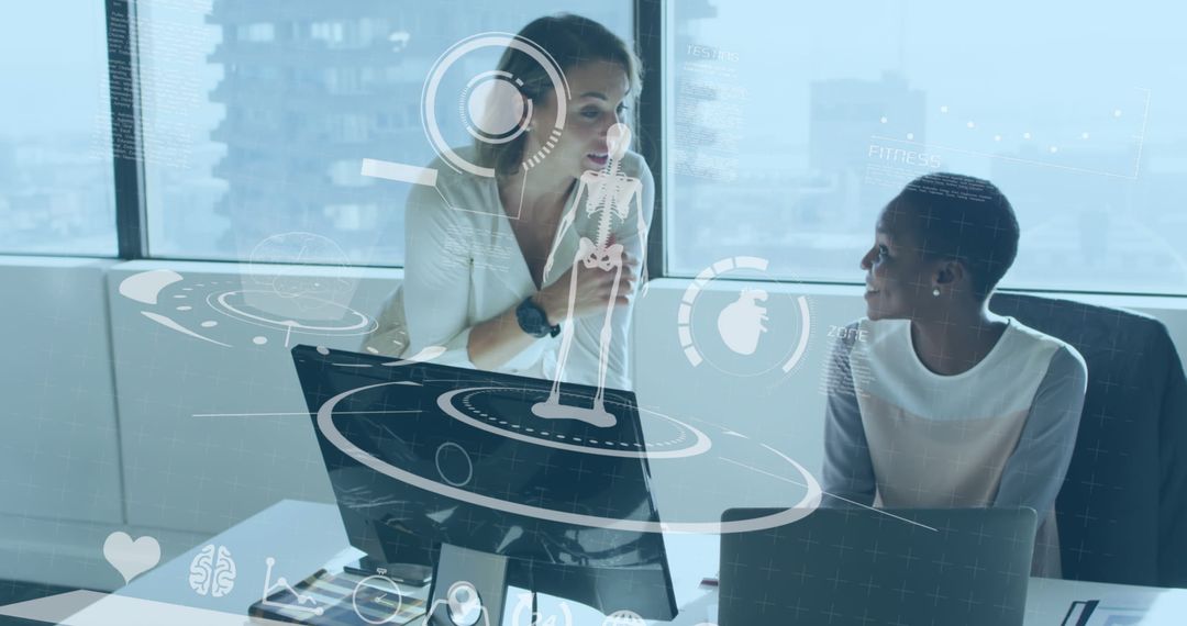 Researchers Collaborating Over Futuristic Holographic Display