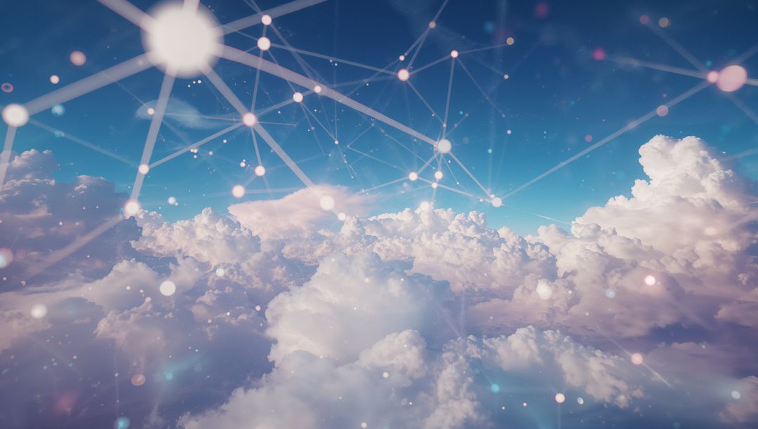 Abstract Technological Mesh Network Above Cloudscape