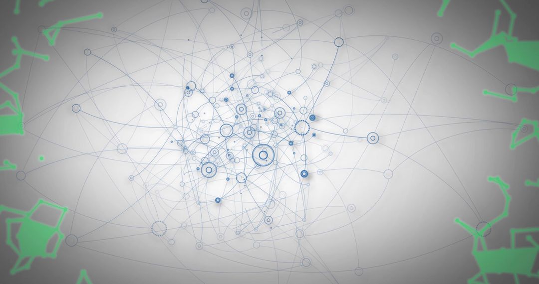 Abstract Network of Nodes and Paths on Grey Canvas