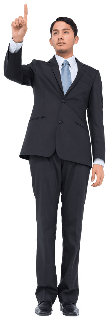 Portrait of Businessman Pointing on Transparent Background