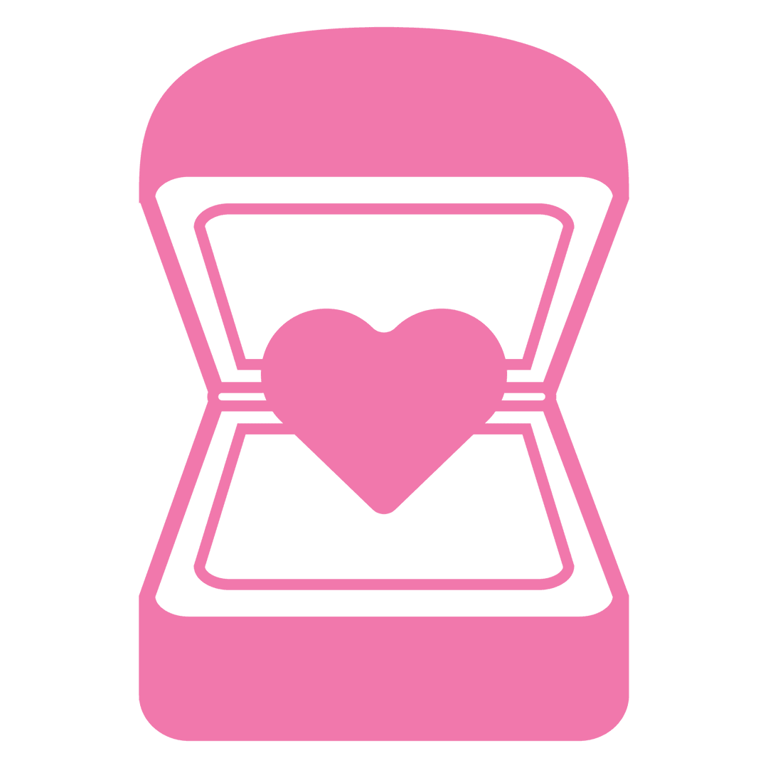 Pink Heart in Jewel Box Symbol on Transparent Background