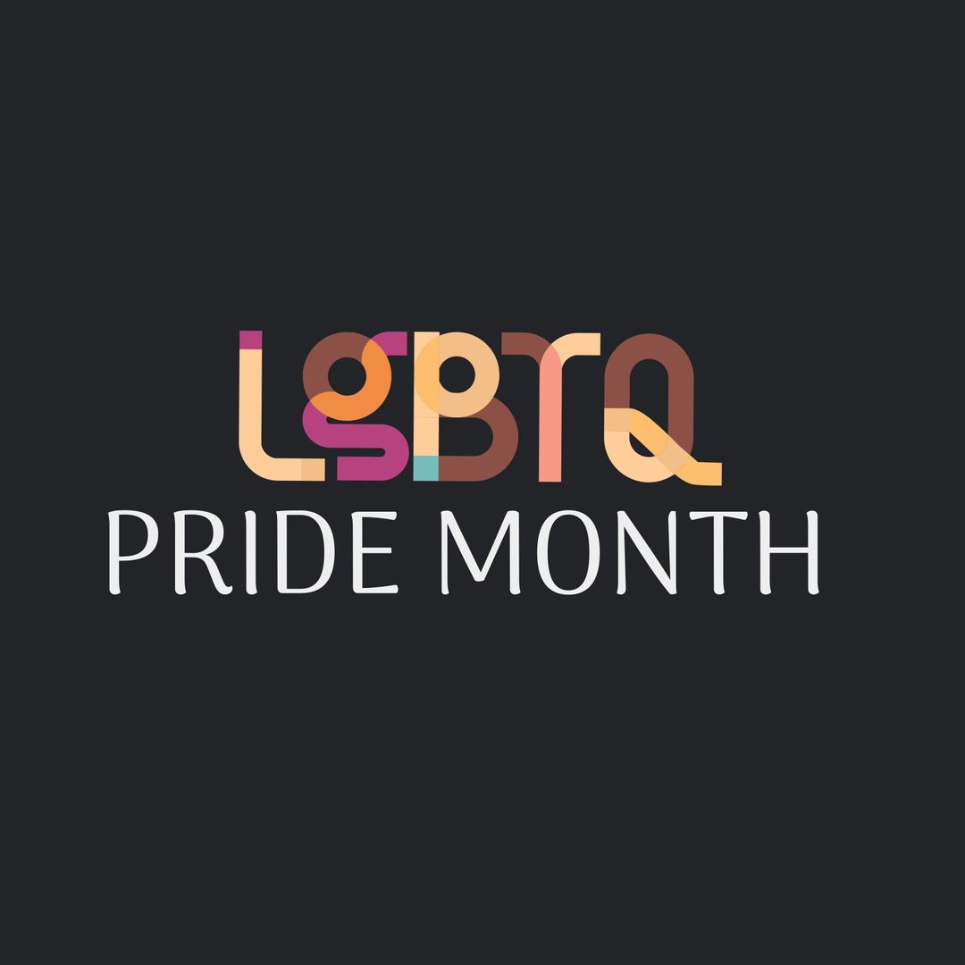Colorful LGBTQ Pride Month Concept on Black Background