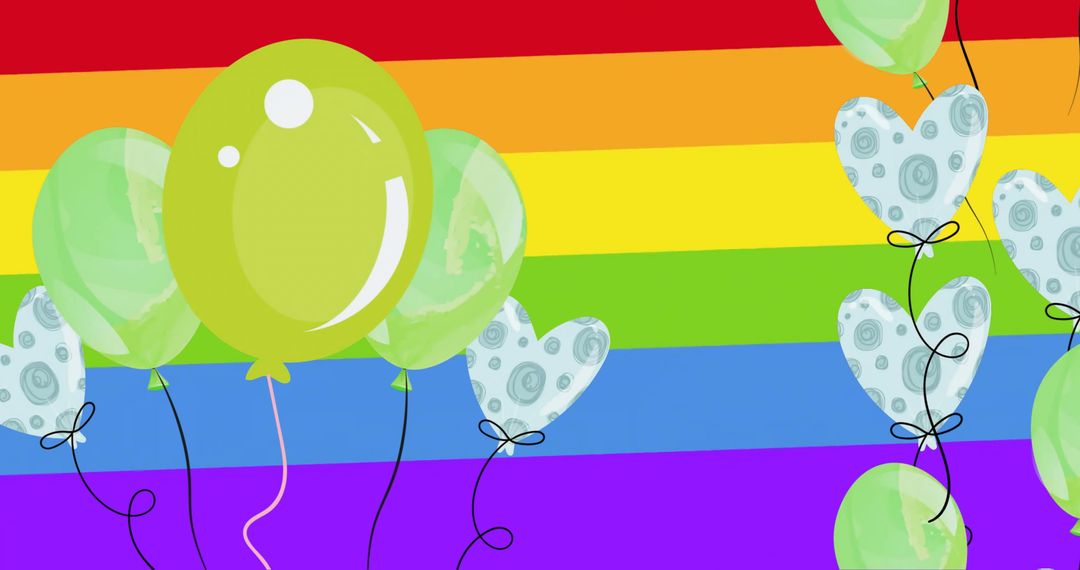 Festive Balloons with Rainbow Background Celebration