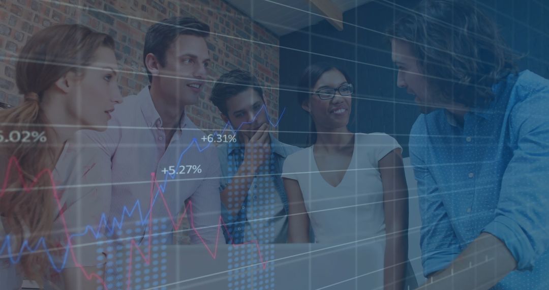 Diverse Financial Team Analyzing Stock Market Trends Together