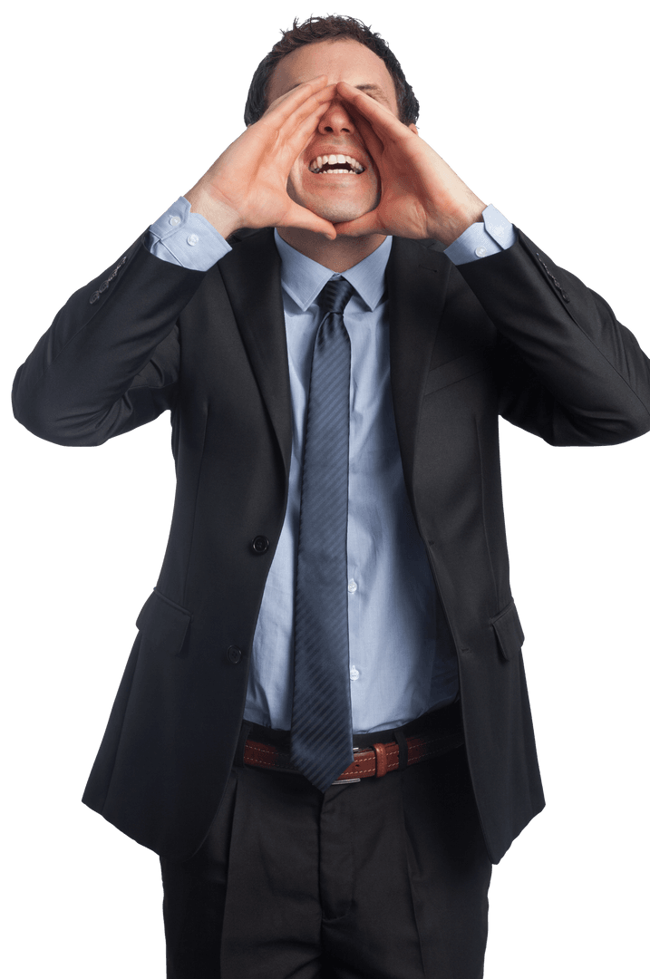 Transparent Businessman Shouting Message Communication
