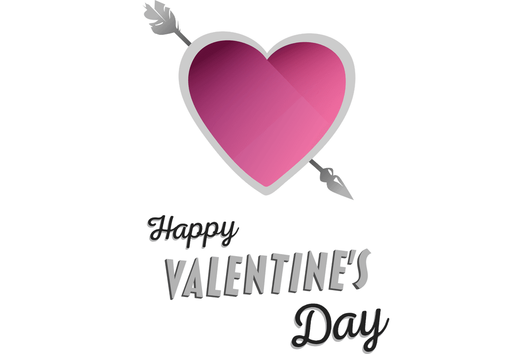Valentine's Day Heart with Arrow on Transparent Background