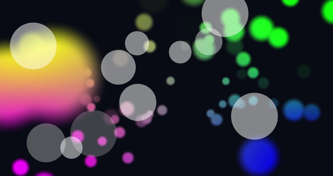 Abstract Floating Colorful Light Spots on Black Background