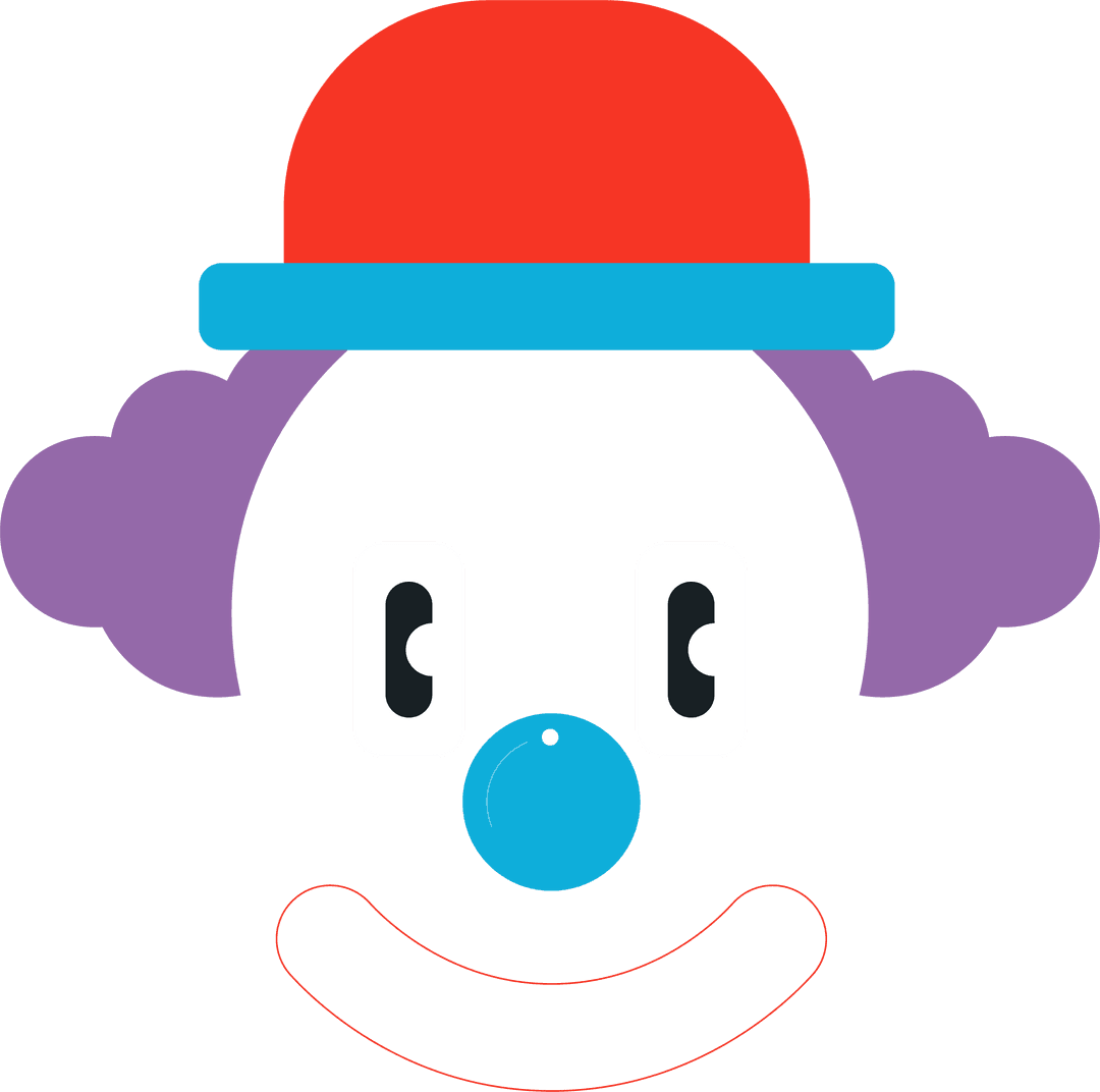 Playful Geometric Clown Face in Transparent Background