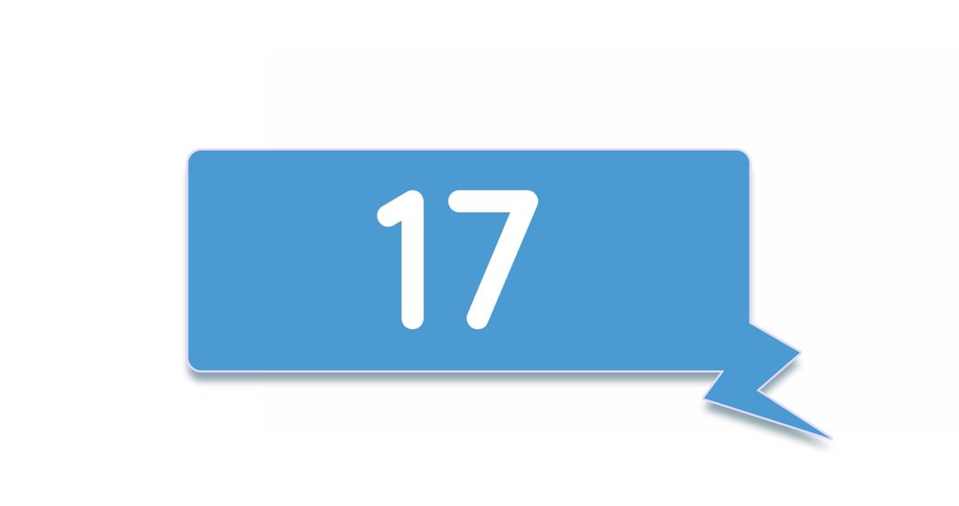 Blue Chat Bubble with Number Display on White Background
