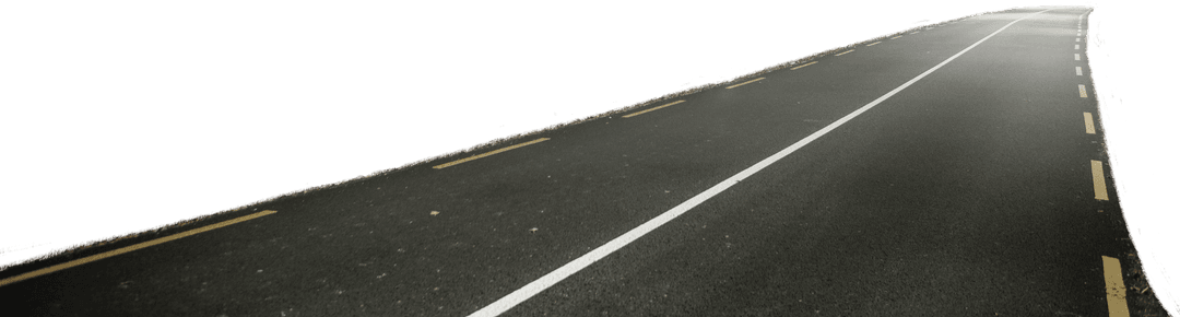 Transparent Isolated Curved Road with Markings on Edge