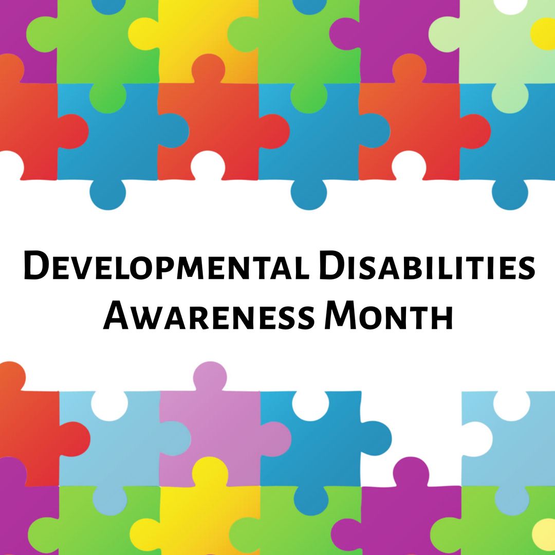 Colorful Puzzle Pieces for Developmental Disabilities Awareness