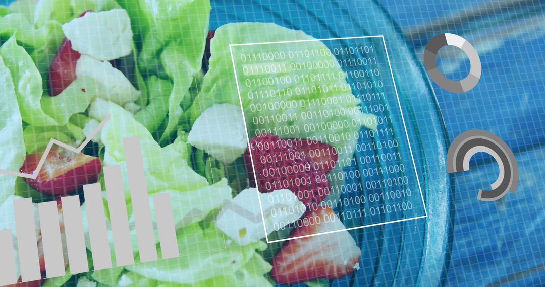 Digital Fusion of Fresh Salad and Data Analytics Concept