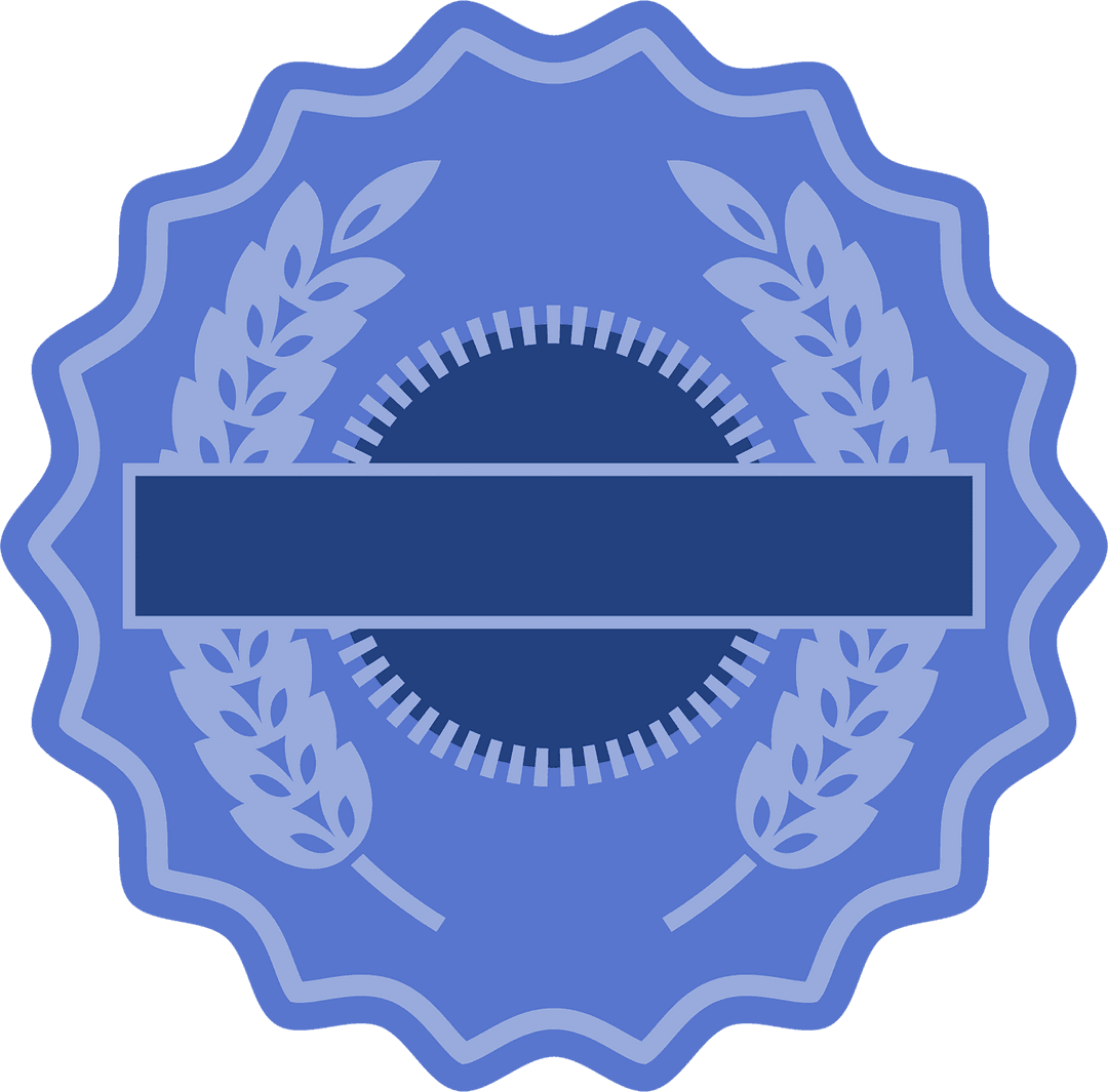 Blue Badge Design with Abstract Shapes on Transparent Background