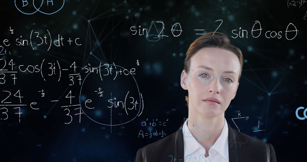 Businessperson Analyzing Mathematical Calculations and Graphs