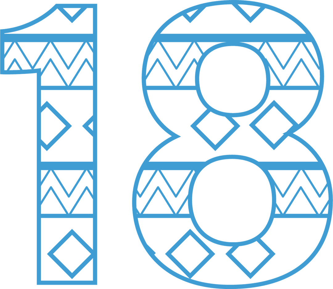 Decorative Number 18 Illustration on Transparent Background