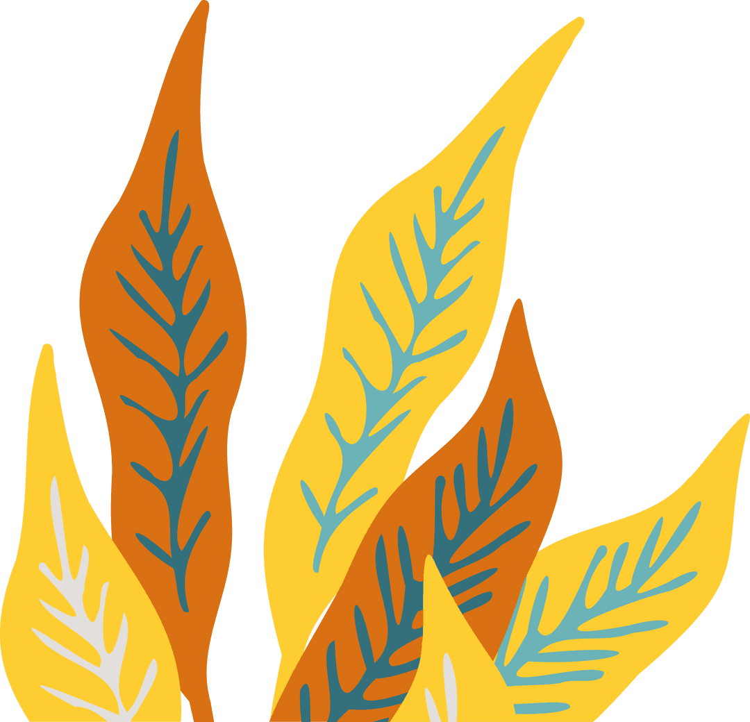 Vibrant Tropical Leaves on Transparent Background Flat Design