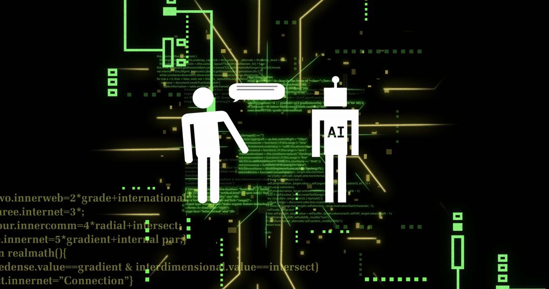 Human AI Interaction on Digital Circuit Background