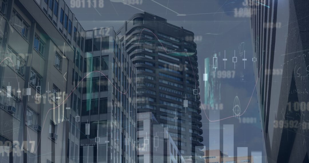 Financial Data Processing Overlaid on Cityscape