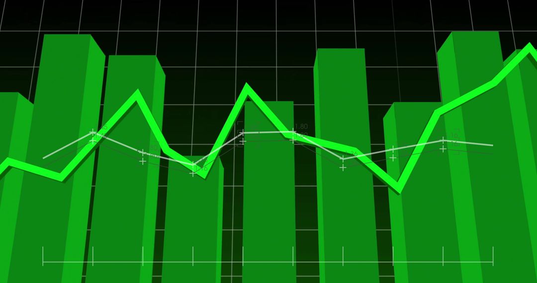Abstract Financial Graphs with Dynamic Green Trend Lines