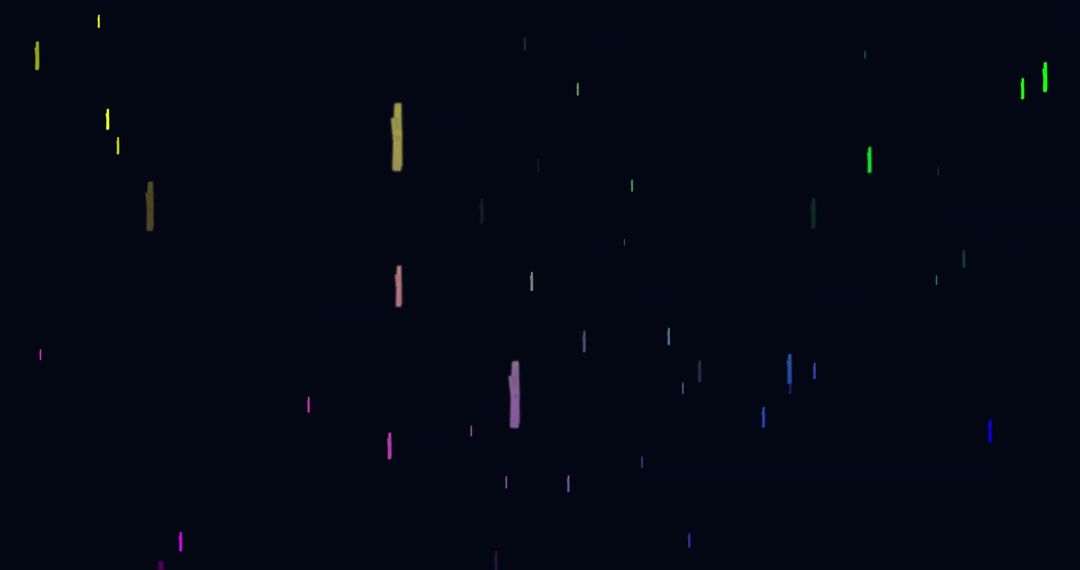 Colorful Glowing Particles Moving on Black Background