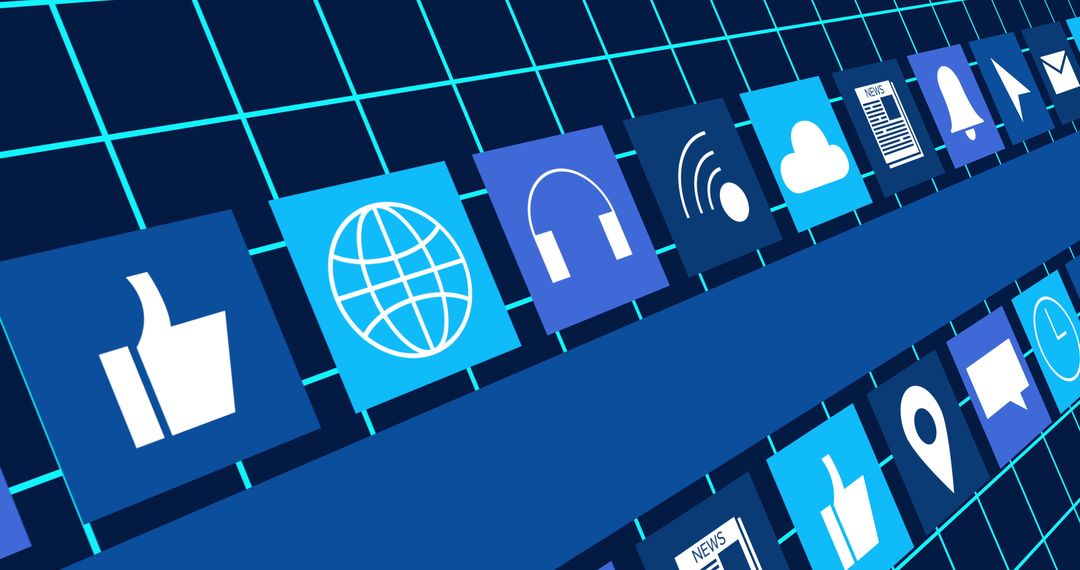 Digital Icons on Abstract Grid