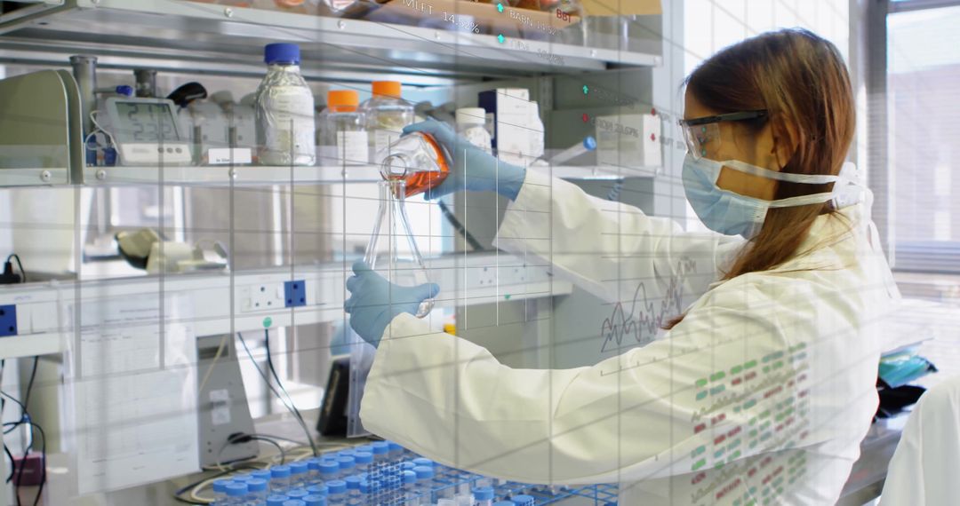 Female Scientist Analyzing Chemical in Modern Laboratory