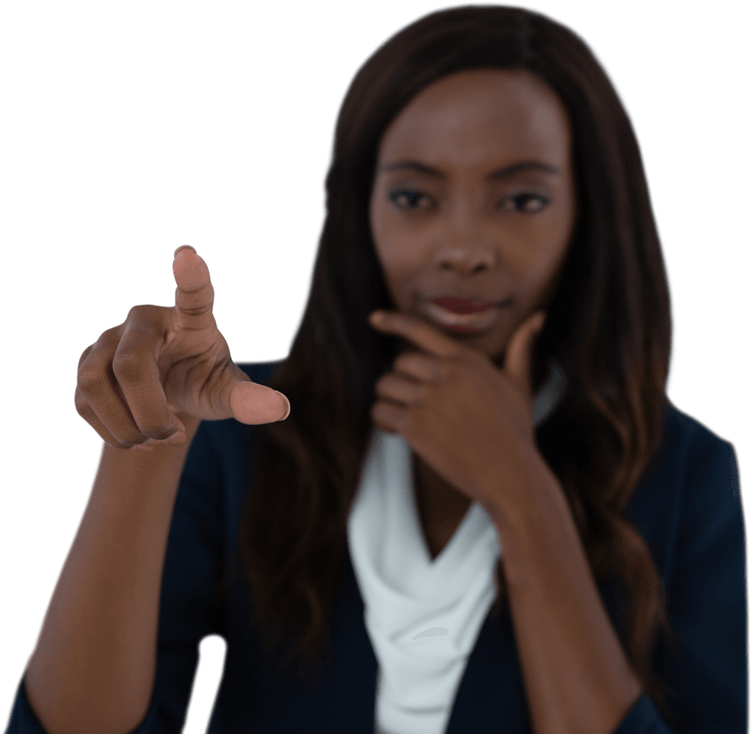 Transparent Businesswoman Using Innovative Interface Screen